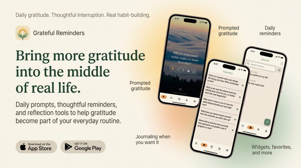 Grateful Reminders app screenshots